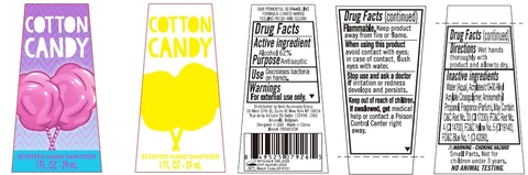 COTTON CANDY SCENTED HAND SANITIZER packaging