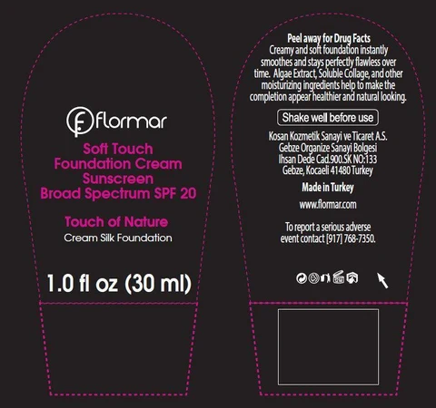 flormar Soft Touch Foundation Sunscreen Broad Spectrum SPF 20 ST01 Light Pink packaging