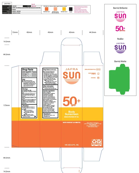 JAFRA SUN Body Sunscreen BROAD SPECTRUM SPF 50 WATER RESISTANT 40 MINUTES 포장