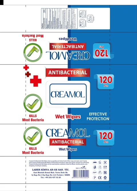 Creamol Antibacterial Wet Wipes 120 pcs 포장