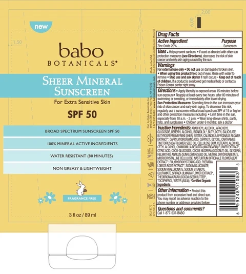 Babo SPF 50 Sheer Mineral Sensitive Gentle 포장