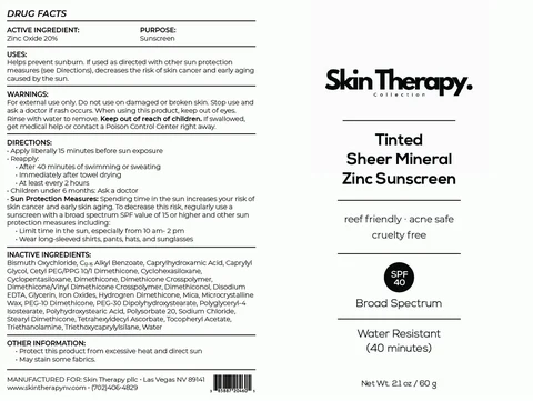 Tinted Sheer Mineral Zinc Sunscreen packaging