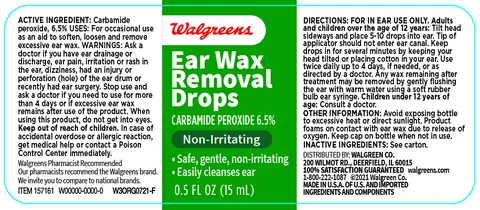 Walgreens Ear Wax Remover packaging