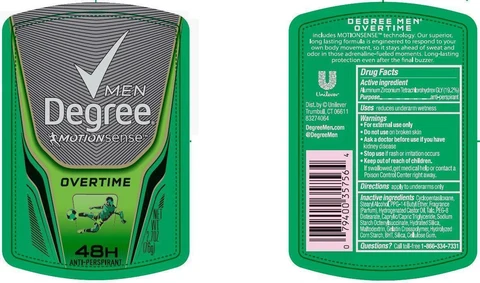 DegreeMotionSense Overtime Antiperspirant Deodorant 포장