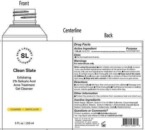 Skin Laundry. Clean Slate Exfoliating 2 Salicylic Acid Treatment Gel Cleanser Cleanse Exfoliate packaging