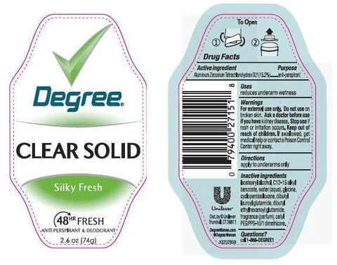 DegreeClear Solid Silky Fresh Antiperspirant and Deodorant 포장