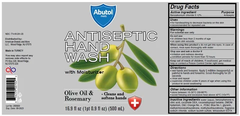 Abutol ANTISEPTIC HAND WASH Olive Oil and Rosemary packaging