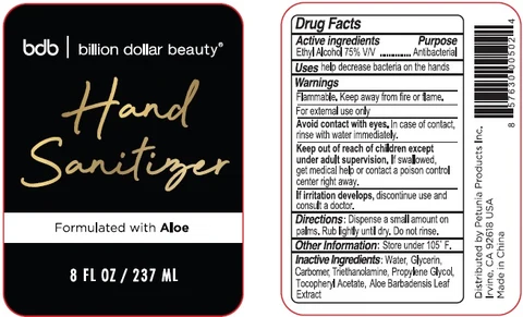 Billion Dollar Beauty Hand Sanitizer Formulated with Aloe 포장