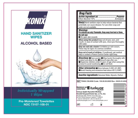 Konix Hand Sanitizer Wipes packaging