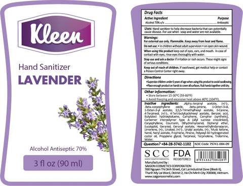 KLEEN HAND SANITIZER RELAXING LAVENDER packaging