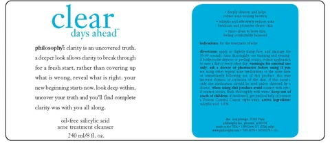 clear days aheadoil-free salicylic acid acne treatment cleanser packaging