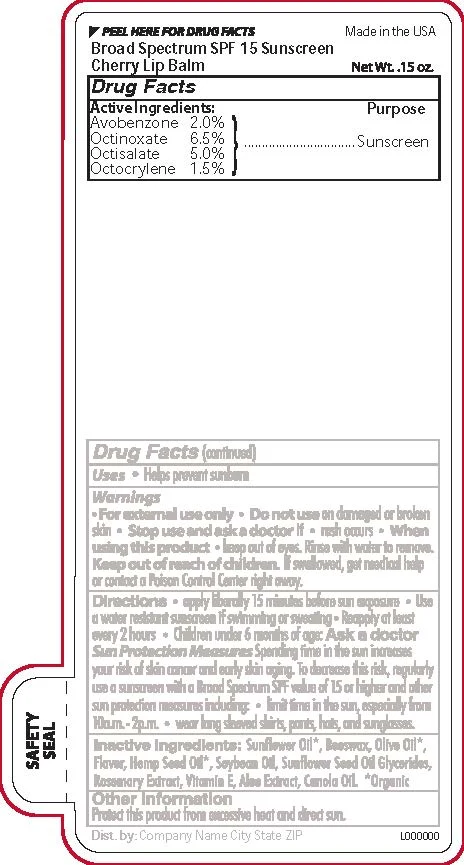Cherry SPF 15 Broad Spectrum Lip Balm packaging