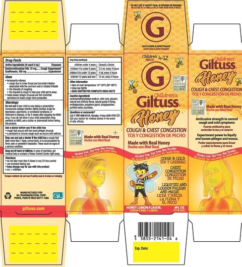 Childrens Giltuss Honey Cough and Chest Congestion packaging