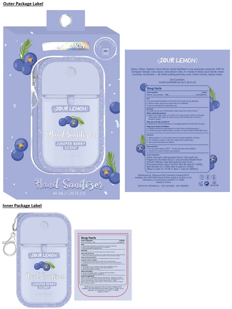 SOUR LEMON Hand Sanitizer JUNIPER BERRY SCENT 포장