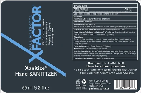 Xanitize packaging