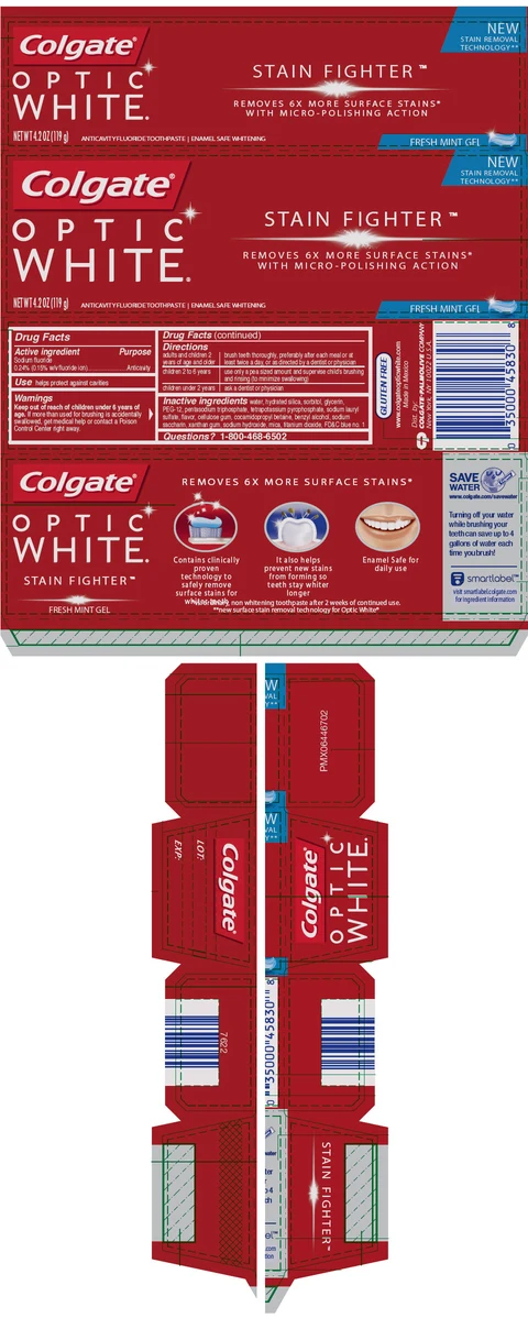 Colgate Optic White Stain Fighter Fresh Mint 포장