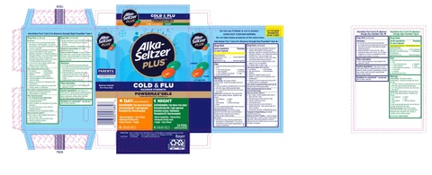 Alka-Seltzer Plus Maximum Strength Day and Night Cold and Flu PowerMax Gels packaging