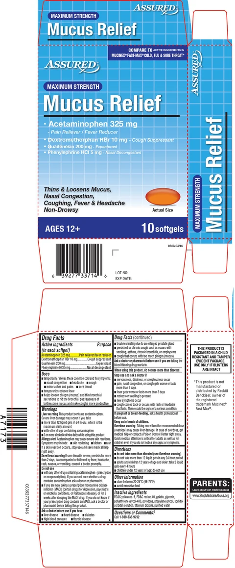ASSURED MAXIMUM STRENGTH MUCUS RELIEF 포장
