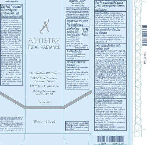 Artistry Ideal Radiance Illuminating CC SPF 50 Broad Spectrum Med/Deep 포장