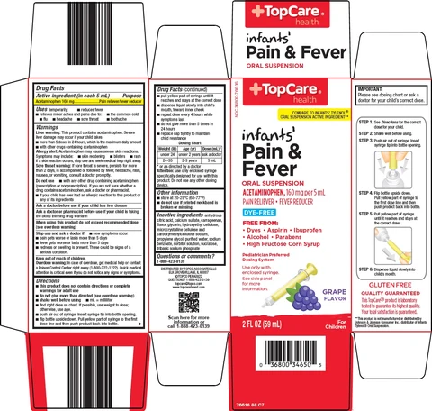 topcare infants pain and fever 포장