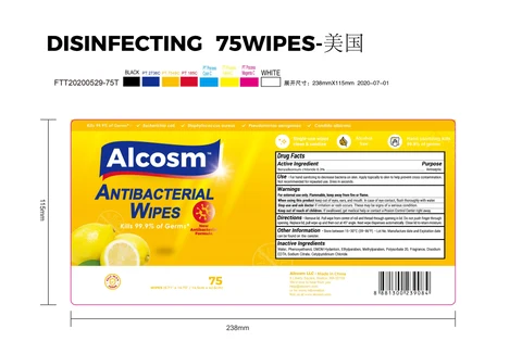 Alcosm Antibacterial wipes packaging