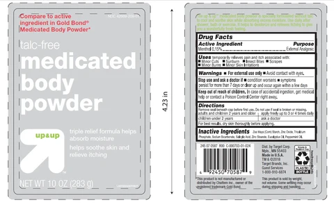 talc-free medicated body 포장