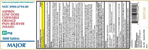 Aspirin Low Dose Chewable Orange 포장