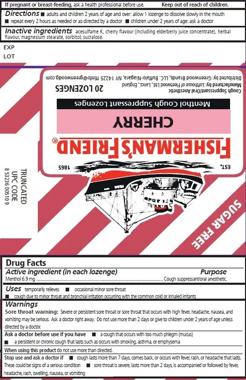 Sugar Free Cherry Fishermans Friend Menthol Cough Suppressant 포장