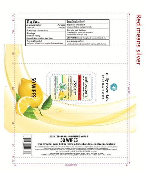 BB1721B 75% ALCOHOL BASED ANTIBACTERIAL HAND WIPES FRESH LEMON SCENTEDBB1721B 포장