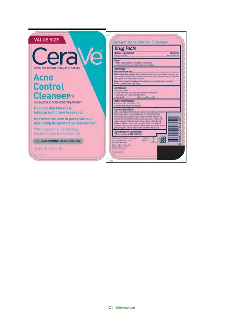 CeraVe Developed with Dermatologists Acne Control Cleanser Oil Absorbing Technology 포장