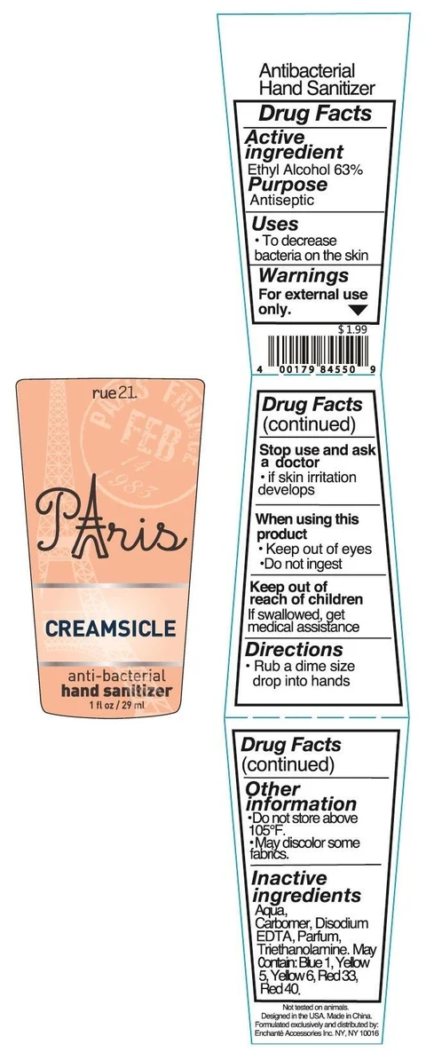 RUE 21 Paris Creamsicle Anti Bacterial Hand Sanitizer 포장
