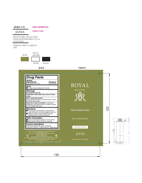 Royal Olive Hand Sanitizer packaging