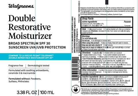 Walgreens Double Restorative Moisturizer Broad Spectrum SPF 30 Sunscreen packaging