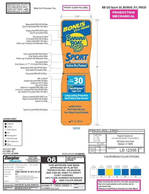 Banana Boat Sport Performance Active Dry protect 포장