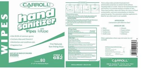 Carroll Hand Sanitizer Wipes with Aloe 포장