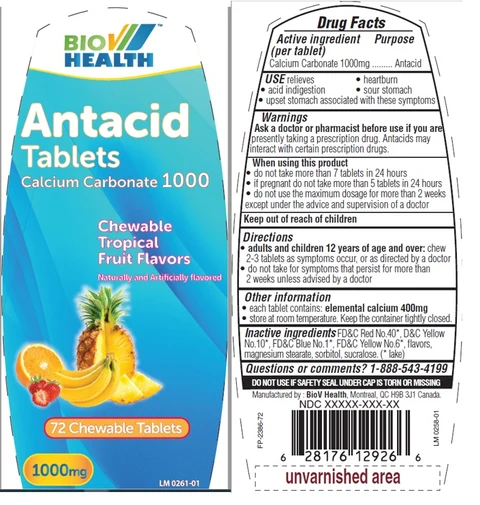 Bio V Antacid 1000 Tropical Fruit, 72ct 포장