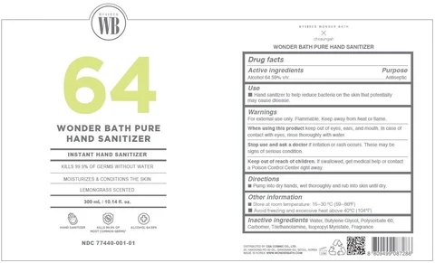 WONDER BATH PURE HAND SANITIZER packaging