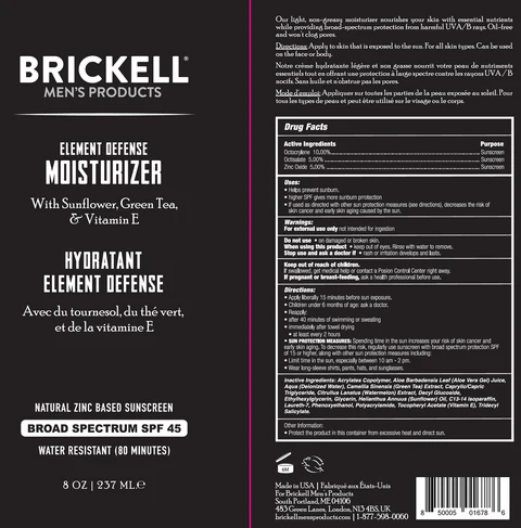 BRICKELL Element Defense Moisturizer SPF-45 포장