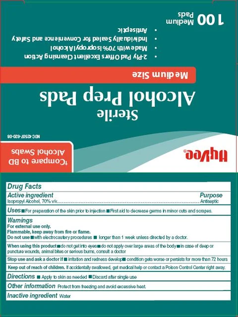 HyVee Alcohol prep pad, back and top