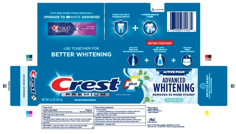 Crest Premium PlusAdvanced Whitening Active Foam 포장
