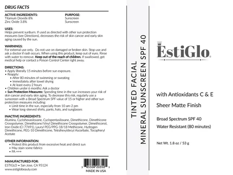 Tinted Facial Mineral Sunscreen SPF 40 packaging