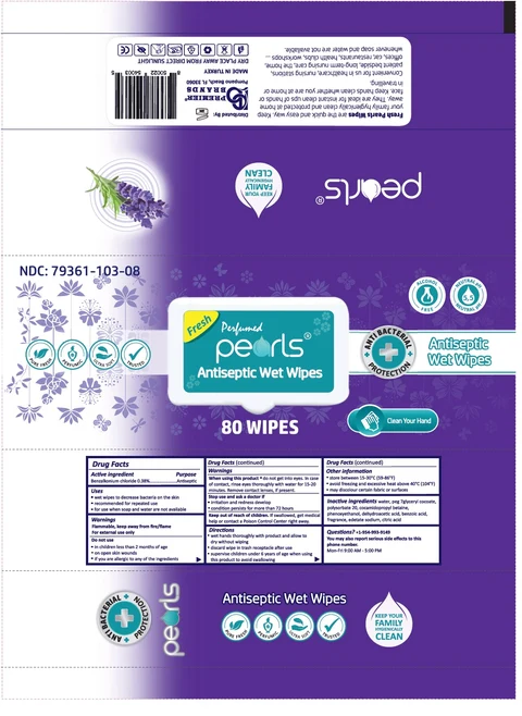 pearls Antiseptic Wet Wipes Lavender 포장