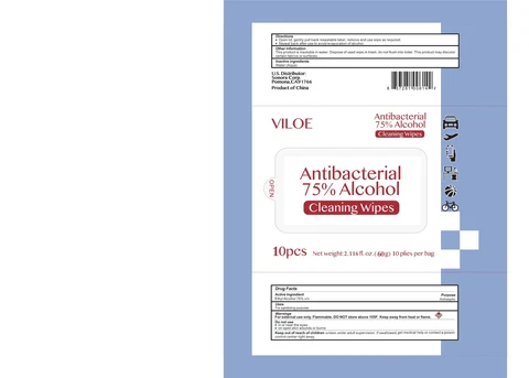 VILOE Antibacterial 75% Alcohol Cleaning Wipes 포장