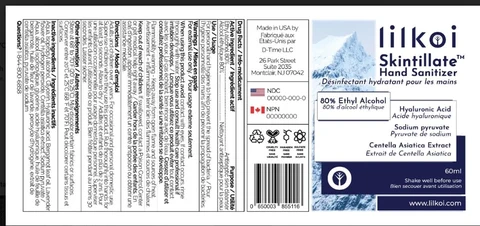 Skintillate Hand Sanitizer packaging