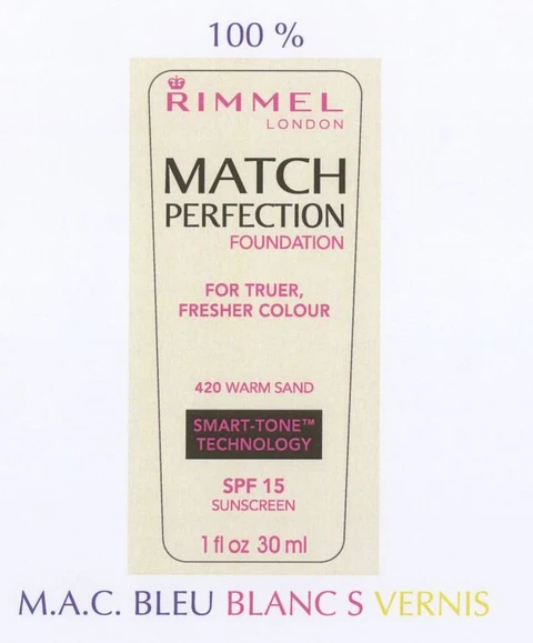 Rimmel LondonMatch Perfection Foundation - Warm Sand (420) packaging