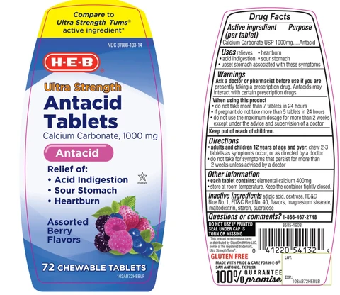 HEB Antacid Calcium Assorted Berry 포장