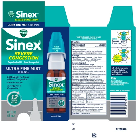 VICKS SINEX SEVERE CONGESTIONORIGINAL Ultra Fine Mist 포장
