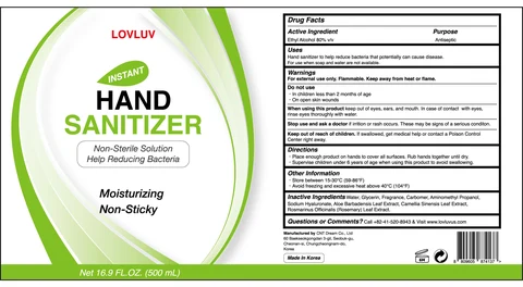 LOVLUV Instant Hand Sanitizer packaging
