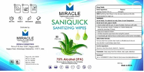 MIRACLE SANIQUICK SANITIZING WIPES 포장