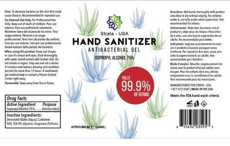 StrataMedi Hand Sanitizer / Impulse Antibacterial Hand Sanitizer packaging
